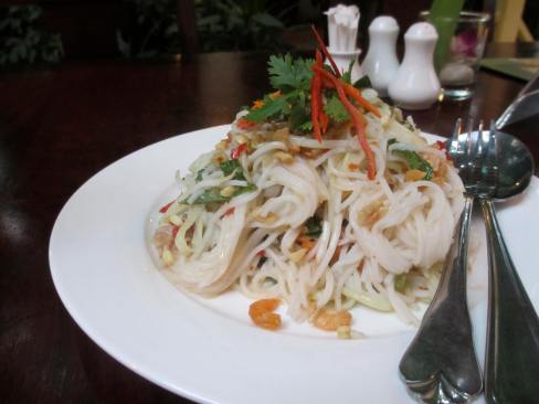 Kampot Rice Noodle Salad with Dried Shrimp in Coconut Milk Vinaigrette 
